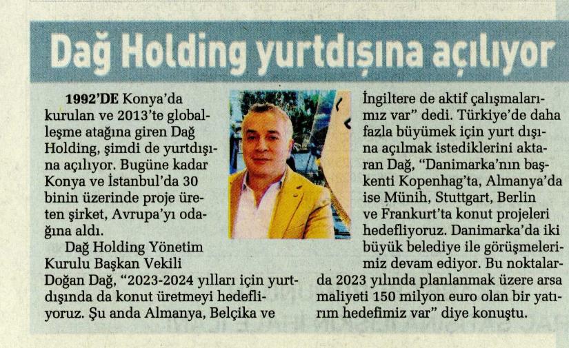 Dağ Holding Yurtdışına Açılıyor
